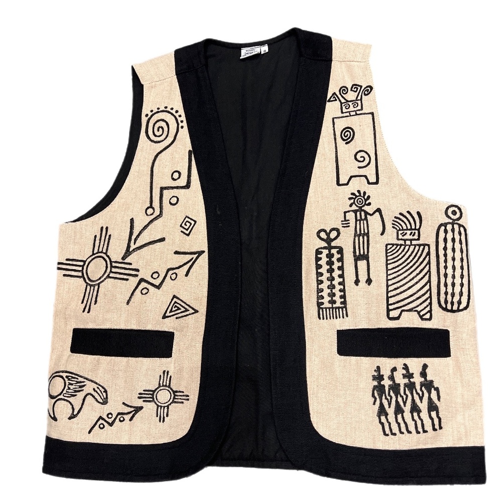 Artistic Beige and Black Vest